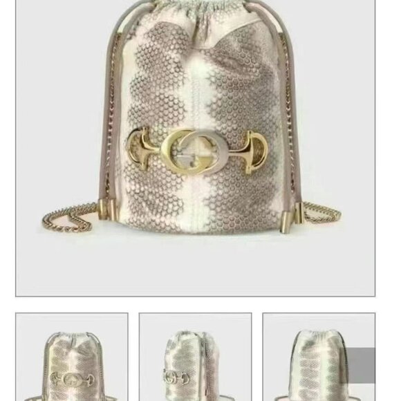 NIB Authentic Gucci Snakeskin Mini Zumi Bucket Bag - Picture 4 of 4